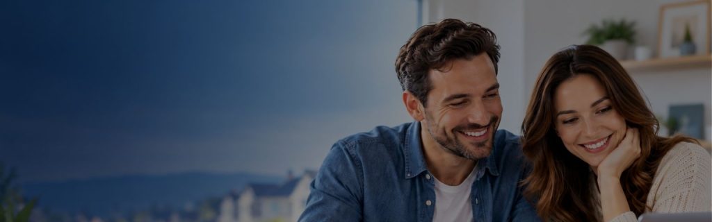 how much can i borrow for a mortgage, Couple reviewing mortgage affordability with calculator, laptop and house model for how much can I borrow for a mortgage.`